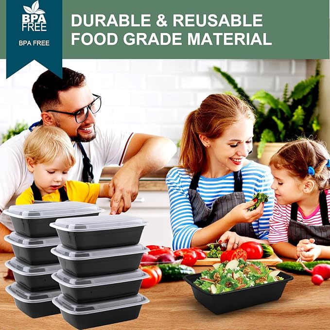 vivigu 50 Pack Meal Prep Containers 24 oz, Leakproof Plastic Food Storage - Image 5