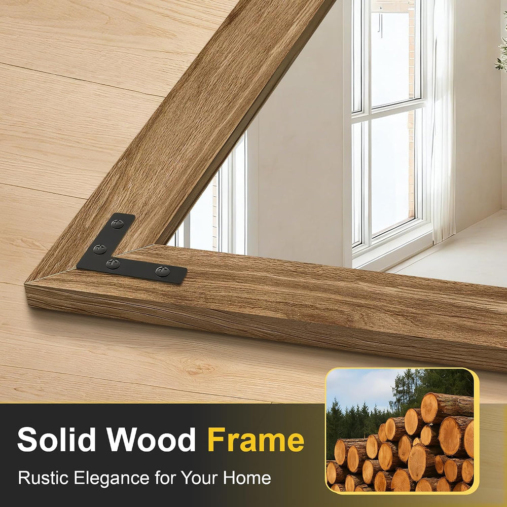 Wood Bathroom Mirror, 26"x38" Farmhouse Mirror for Wall