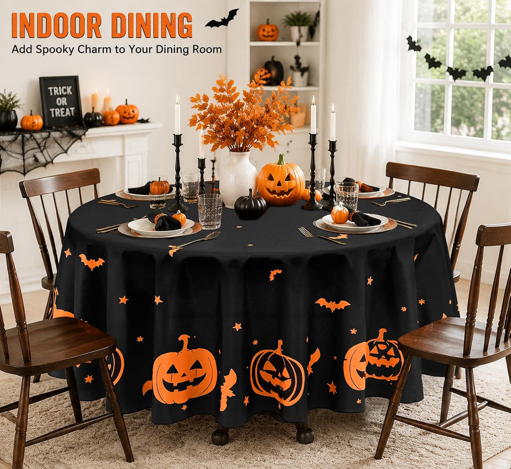 Pesonlook 6 Pack Halloween Tablecloth Round 90 Inch Pumpkin Table Cloth
