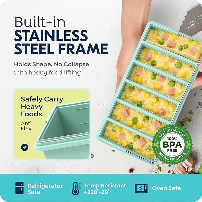 Silicone Freezer Trays with Lids, 2 Cup & 1/2 Cup Combo, Soup Container Style - Image 4