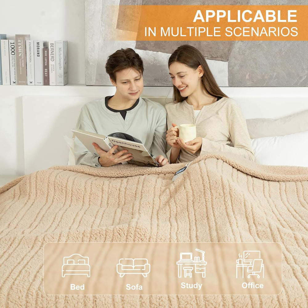 Electric Blanket Queen Size Single Control with Fast Heating, Beige