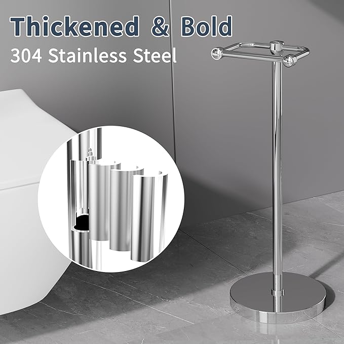 RARXTR Toilet Paper Holder Stand, Post Pivoting Design Free Standing Toilet - Image 5