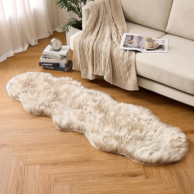MIULEE Luxury Super Soft Fluffy Area Rug Faux Fur Sheepskin Rug Decorative - Image 6