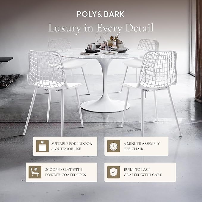 Poly & BARK Marais Modern Dining Chairs Set of 4 – Mid Century Modern Pla...