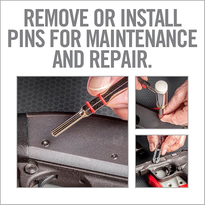 Real Avid Roll Pin Punch Set & Hammer + Non-Slip Magnetic Bench Block | 10