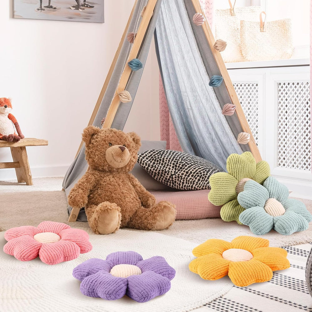 6 Pcs Flower Shaped Pillows, Daisy Floor Throw Pillows, Bright Color
