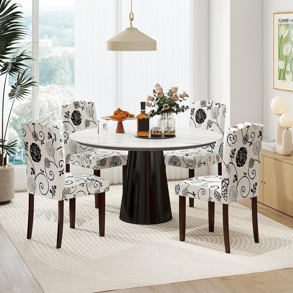 GOFLAME Upholstered Dining Chairs Set of 2, Button Tufted Fabric Upholstered ...