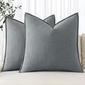 MIULEE Decorative Linen Euro Sham Pillow Covers 26x26 Gray ​Boho Farmhouse​ by MIULEE