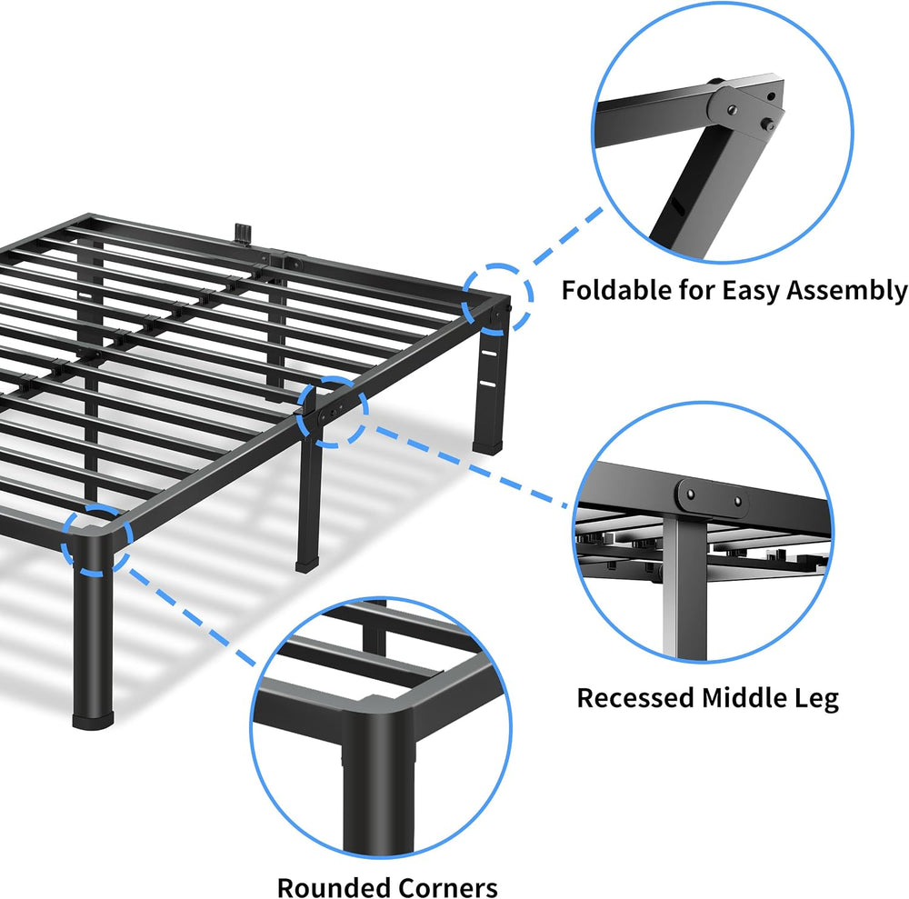 VIPSHOW 18 Inch Queen Bed Frame with Round Corners No Box Spring Needed