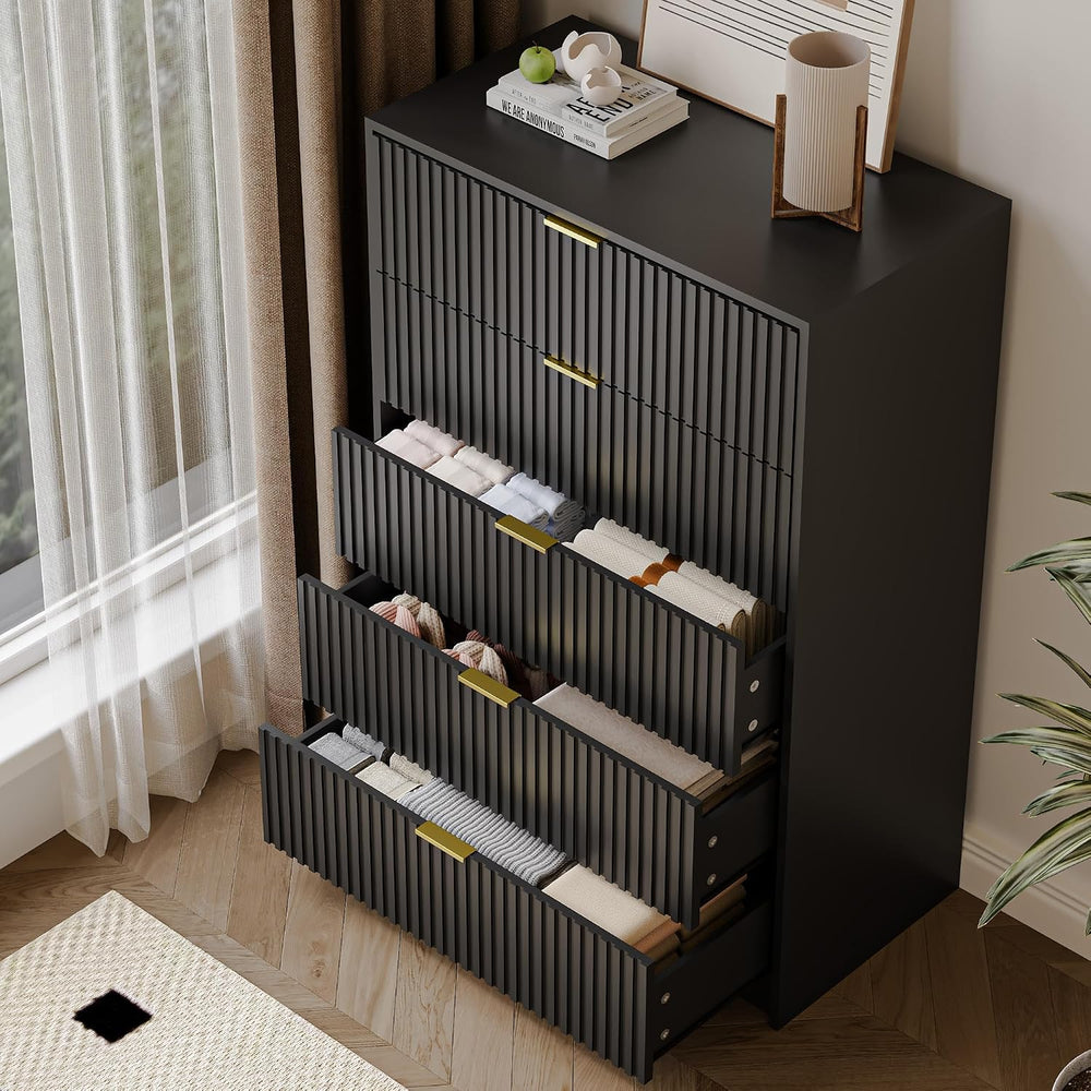 Black 3-Piece Bedroom Set, 5-Drawer Dresser & 2-Drawer Nightstands
