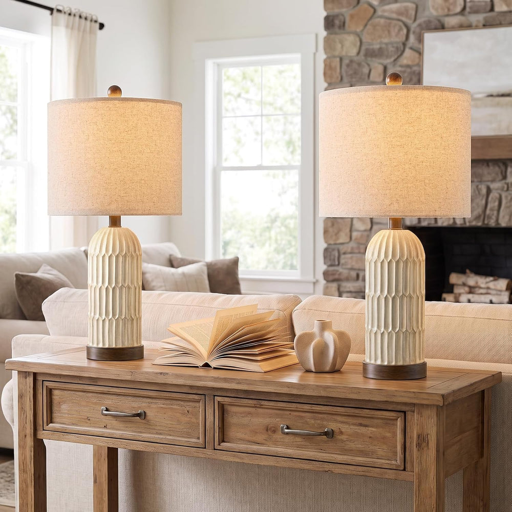 OYEARS 22" Farmhouse Table Lamps Set of 2, Bedside Lamps for Night Stands