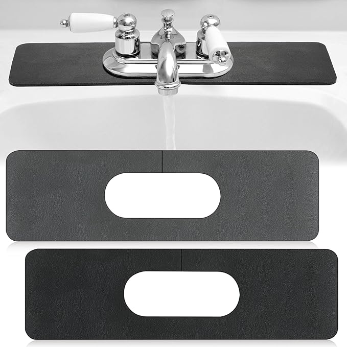 Tioncy 2 Pcs Faucet Mat Sink Splash Guard Oval-hole Oval Splash Pad by Tioncy