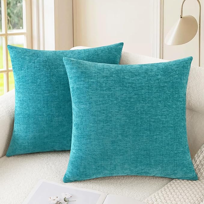 CaliTime Throw Pillow Covers Decorative 20 X 20 Inches Pack of 2 Cozy Chenille by CaliTime