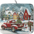 Christmas Dish Drying Mat for Kitchen Counter 18x16 Inch Xmas Red Truck Drying by Trongr