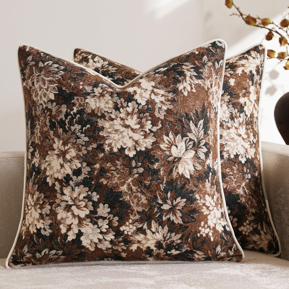 pack of 2 vintage floral throw pillow covers, main product view