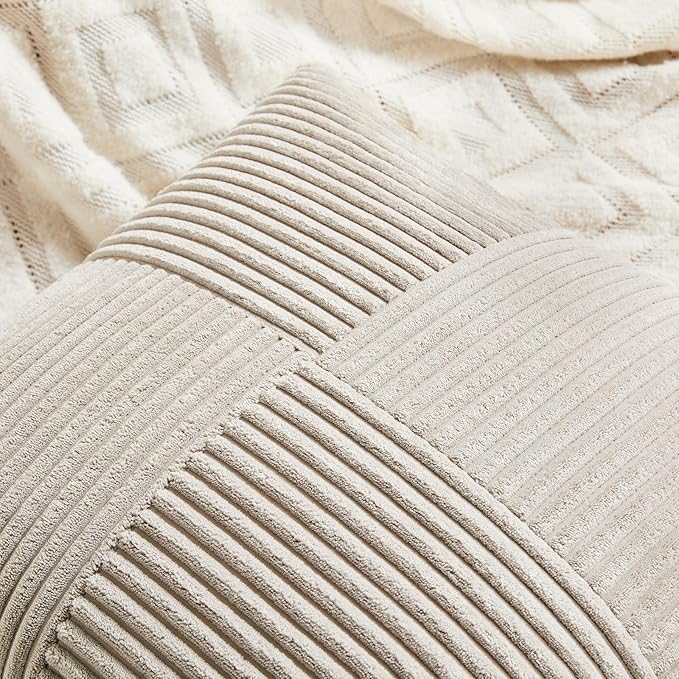 Fancy Homi 2 Packs Neutral Taupe Lumbar Decorative Throw Pillow Covers 12x24 - Image 4