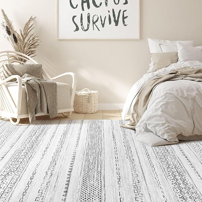 Nakagishi Area Rug Living Room Rugs: 3x5 Soft Machine Washable Boho Neutral - Image 4