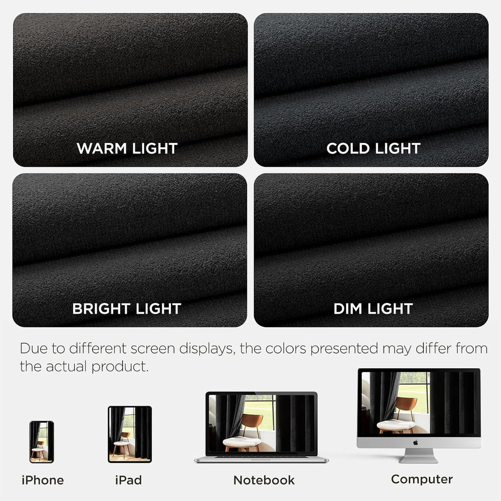Joydeco Black Velvet Curtains 90 inch Length 2 Panels, Luxury Blackout Rod Po...