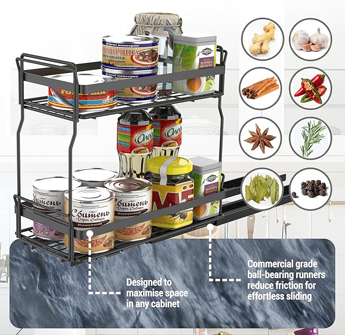 Pull Out Spice Rack Organizer for Inside Kitchen Cabinets, Heavy Duty Slide Out - Image 5