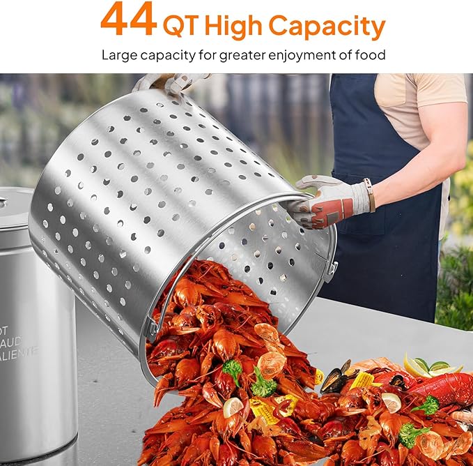 ROVSUN 44-Quart Stainless Steel Turkey Fryer & Seafood Boil Pot - Image 2