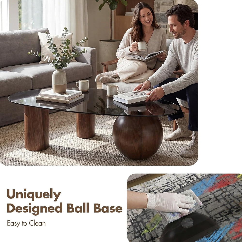 Hyfirm 55" Smoked Glass Cloud Coffee Table