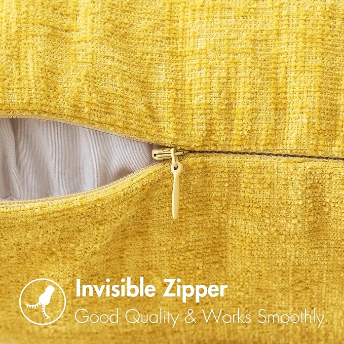 MIULEE Pack of 2 Couch Throw Pillow Covers 12x20 Inch Soft Yellow Chenille - Image 3