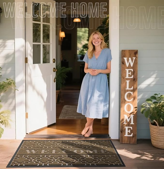 Yimobra Welcome Mat Outdoor Indoor, All-Season Waterproof Front Door Mat - Image 2