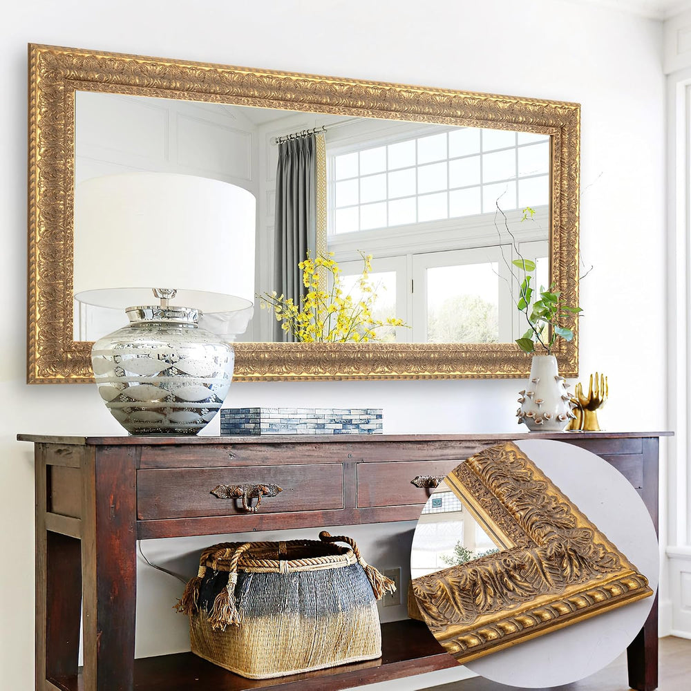Chende 48" L x 24" W Large Gold Mirror for Wall, Rectangular Decora...