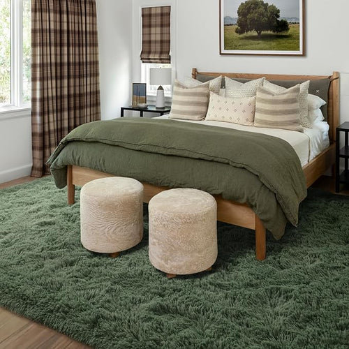 5x7 Ft Shag Green Area Rug for Bedroom Living Room, Ultra Soft Fluffy Furry - Image 2