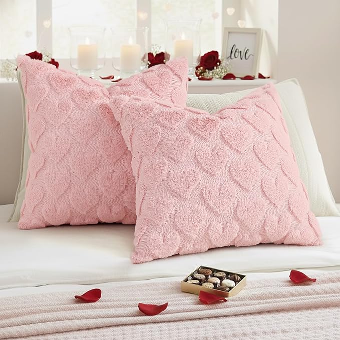 decorUhome Valentine’s Day Soft Plush Throw Pillow Covers 18x18 Inch Set of 2 - Image 3