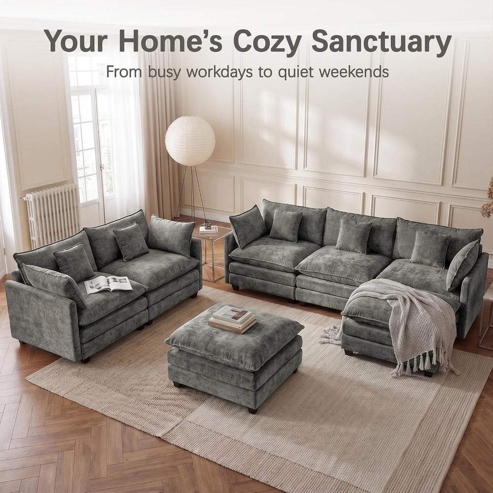 Modular Sectional Sofa 102" Oversized Cloud Couch with Ottoman