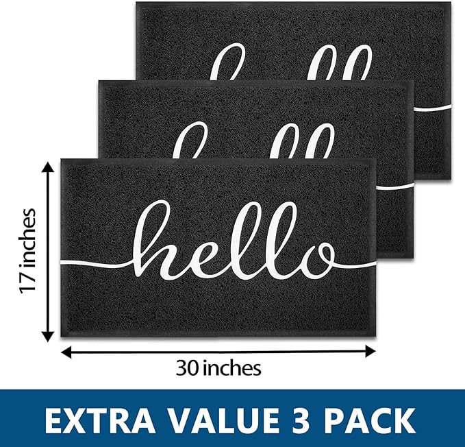 EARTHALL Door Mat 3-Pack Outside Inside Hello Doormat 30"x17.5" Durable Floor - Image 3
