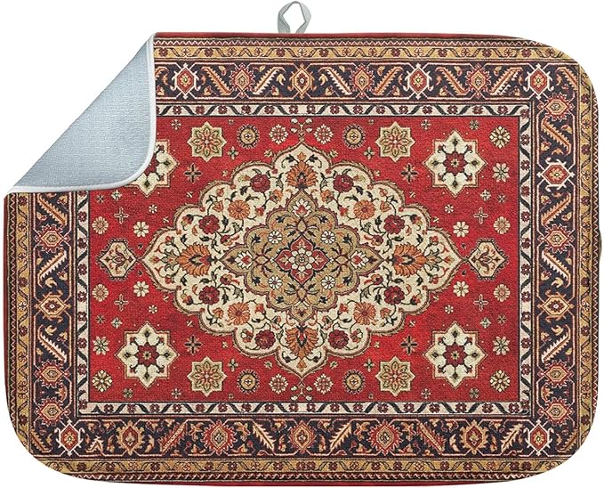 Sanwarm Absorbent Dish Drying Mat, Royal Red Moroccan Microfiber Pad by SanwarmHomeDecor