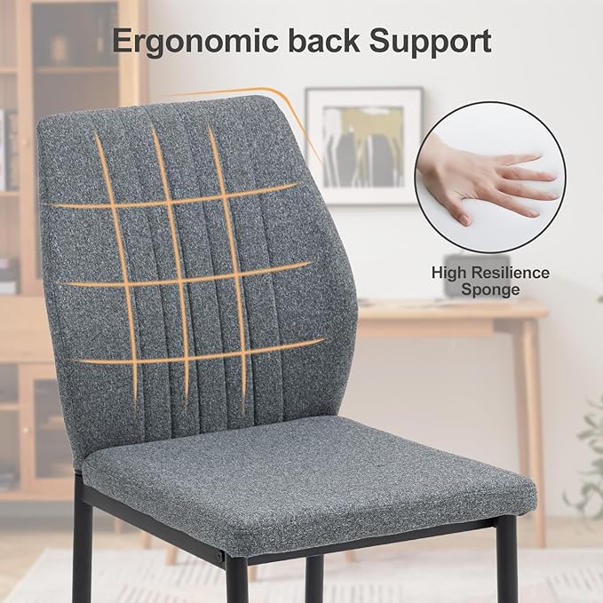 Dining Chairs Set of 4, Upholstered Wooden Dining Room Chairs, Mid Century Mo...