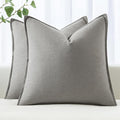 MIULEE Decorative Linen Euro Sham Pillow Covers 24x24 Light Gray ​Boho by MIULEE