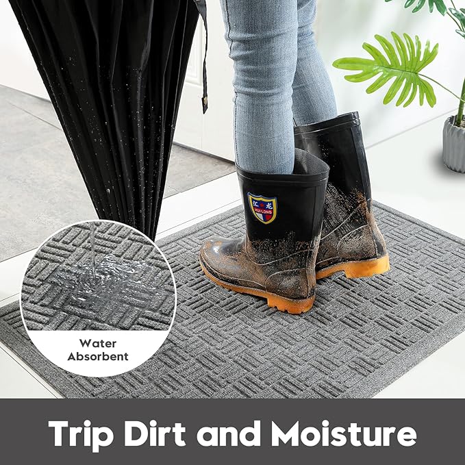 Mibao Front Door Mat Indoor Outdoor Entrance, Dirt Trapping Waterproof - Image 3