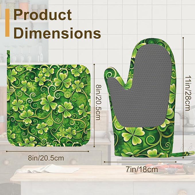 Oven Mitts and Pot Holders St. Patrick Day Silicone Kitchen Accessories Set of - Image 2