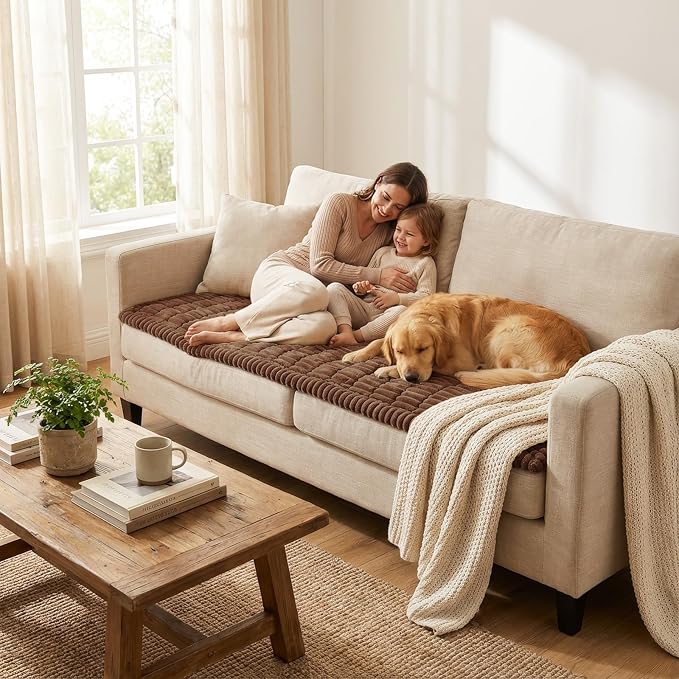 Smiry Couch Cover for Dogs Washable, Non Slip Fuzzy Pet Couch Covers for 3 - Image 5