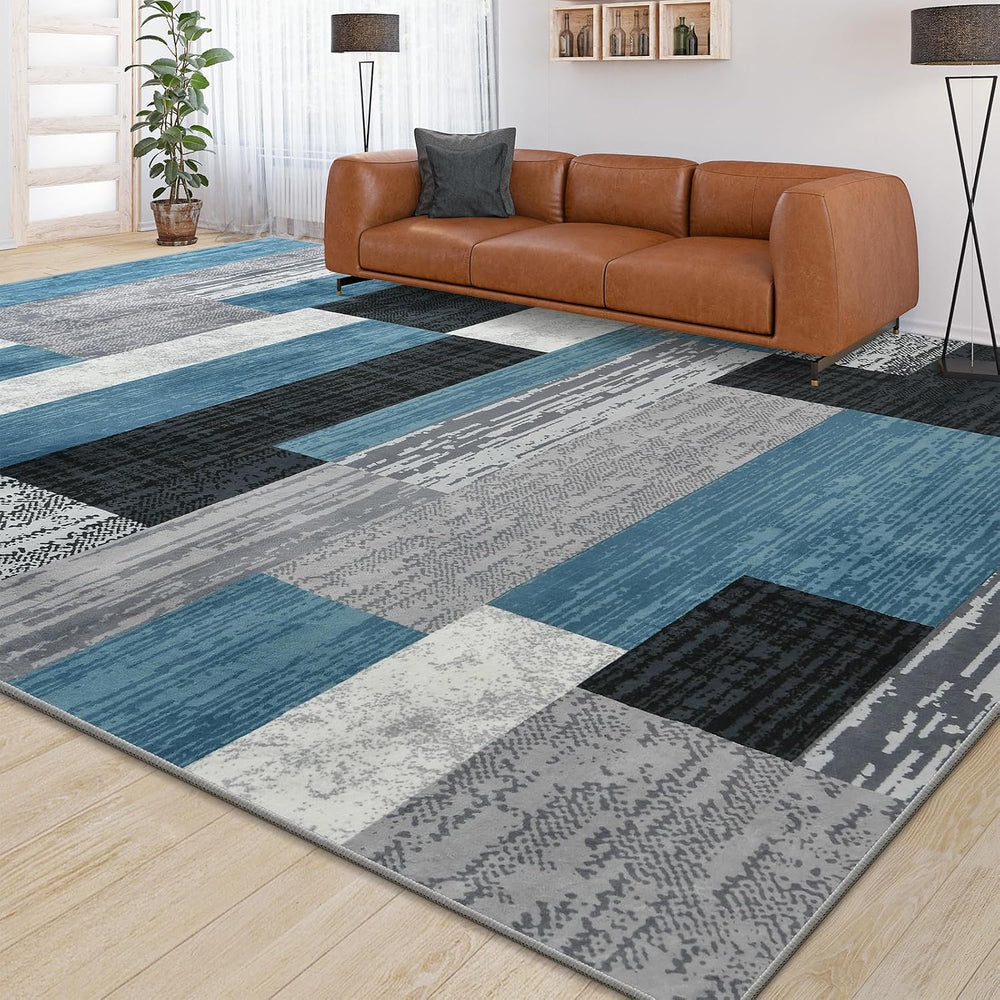 Large Area Rugs, Modern Geometric Patchwork Floor Decor Rockwood Collection