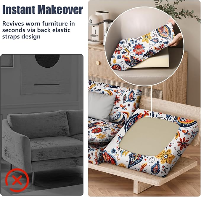8Pcs Stretch Patio Cushion Covers, Outdoor Couch & Sofa Replacement Slipcovers - Image 5