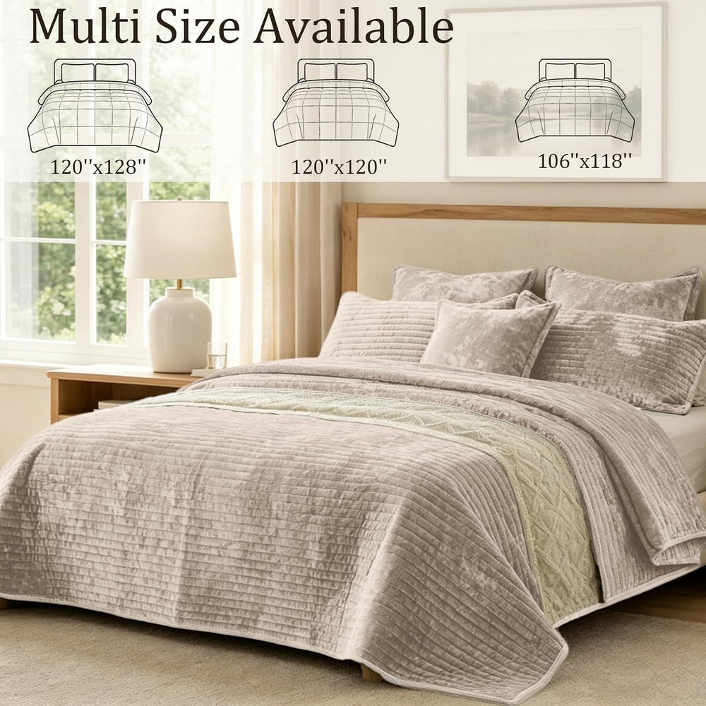 California King Quilt 106x118 Velvet Bedspread with Shams