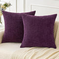 MIULEE Pack of 2 Couch Throw Pillow Covers 20x20 Inch Soft Plum Purple Chenille by MIULEE