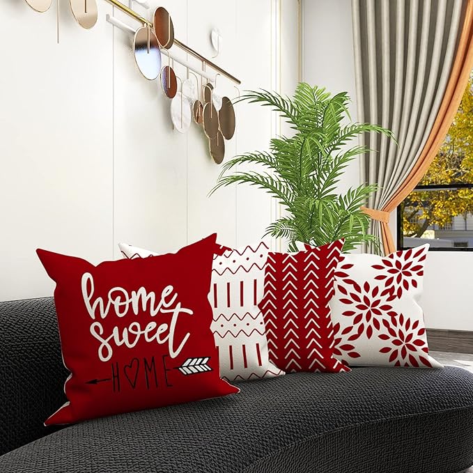 YCOLL Christmas Pillow Covers 18x18 Set of 4, Modern Sofa Throw Pillow Cover - Image 5