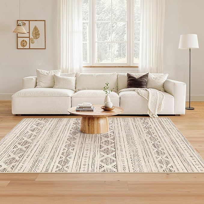 Nakagishi Area Rug Living Room Rugs: 4x6 Soft Machine Washable Boho Neutral - Image 3