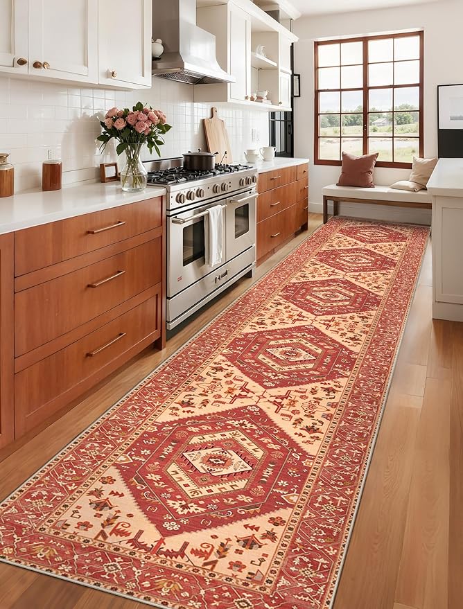 SERISSA Runner Rug for Hallways, Extra Long Boho Rug Ultra Soft Vintage Red - Image 2