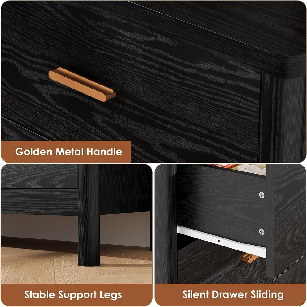 Garvee 6 Drawer Dresser, Modern Wooden Storage Chest of Drawers, Black