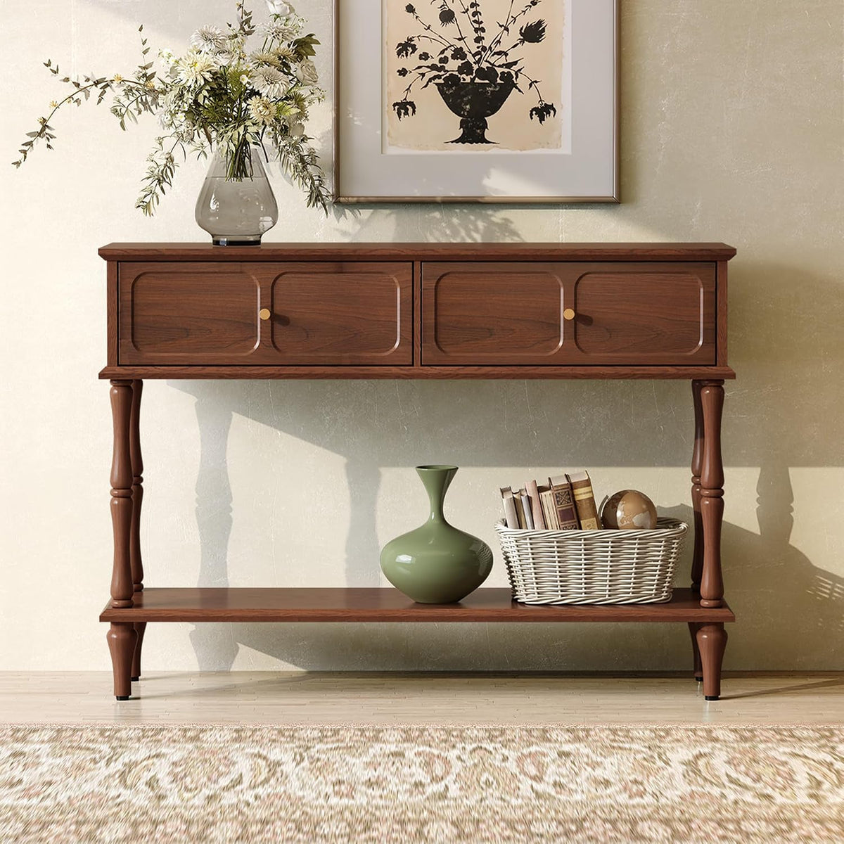 artpower 47" mid-century console table, 2 drawers and, main product view