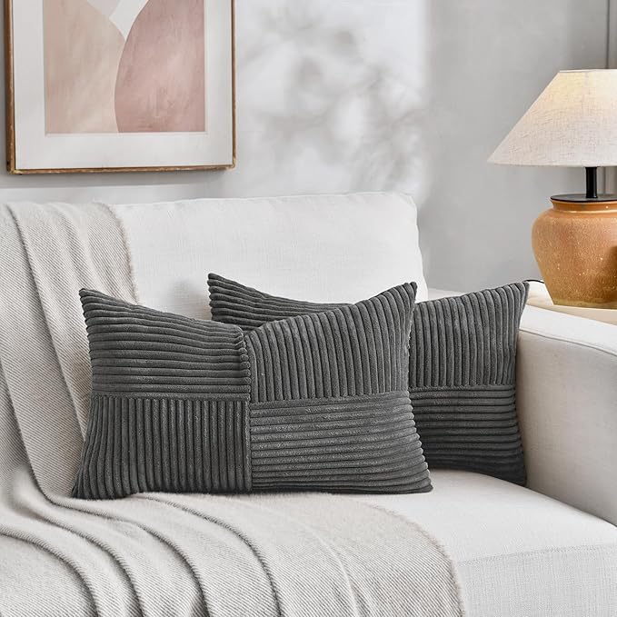Fancy Homi 2 Packs Dark Gray Lumbar Decorative Throw Pillow Covers 14x24 Inch - Image 5