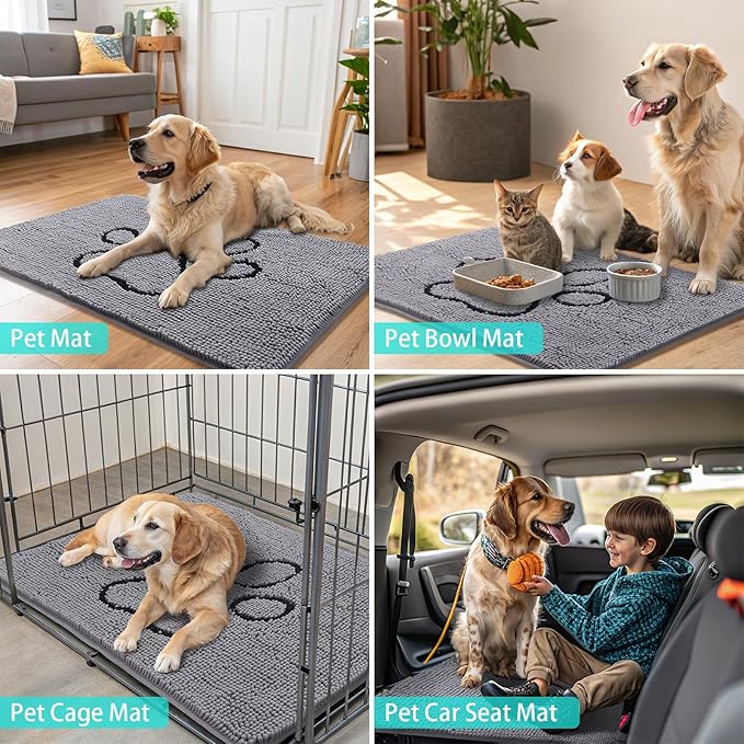 Smiry Dog Door Mat for Muddy Paws, Absorbent Dirt Trapper Non Slip Quick Dry - Image 8