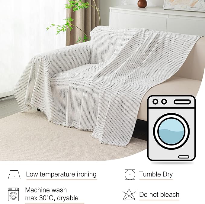 MYSKY HOME Boho Couch Cover White Sofa Covers - Image 6